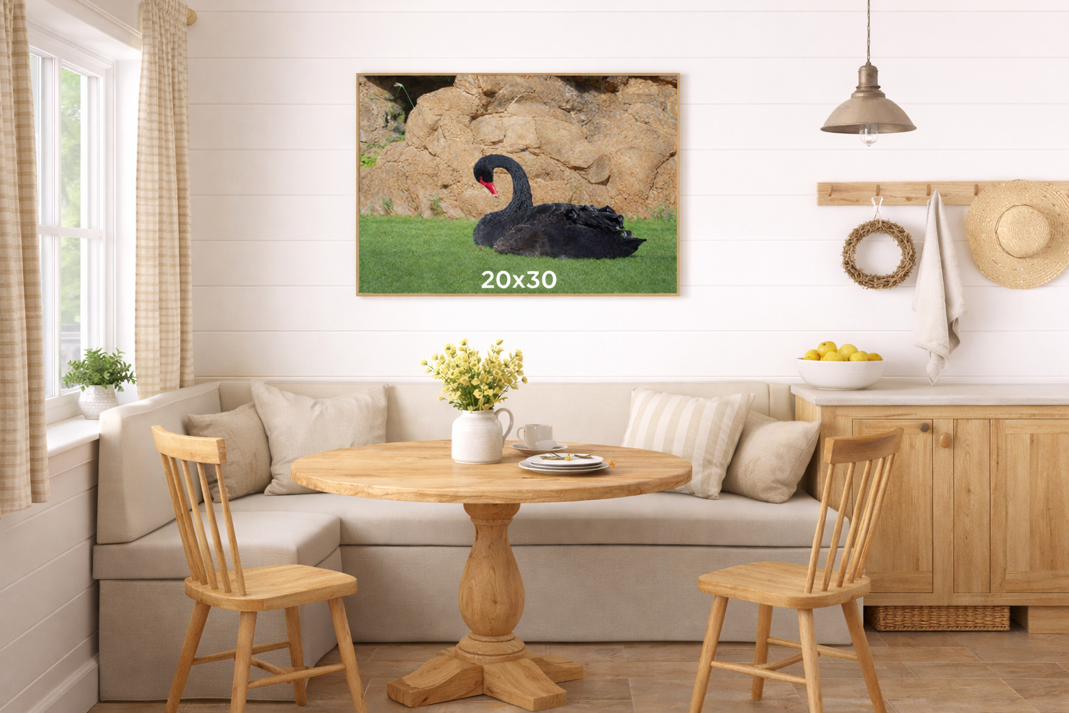 Elegant Black Swan in Repose — Wildlife Nature Portrait — Unframed Canvas Print