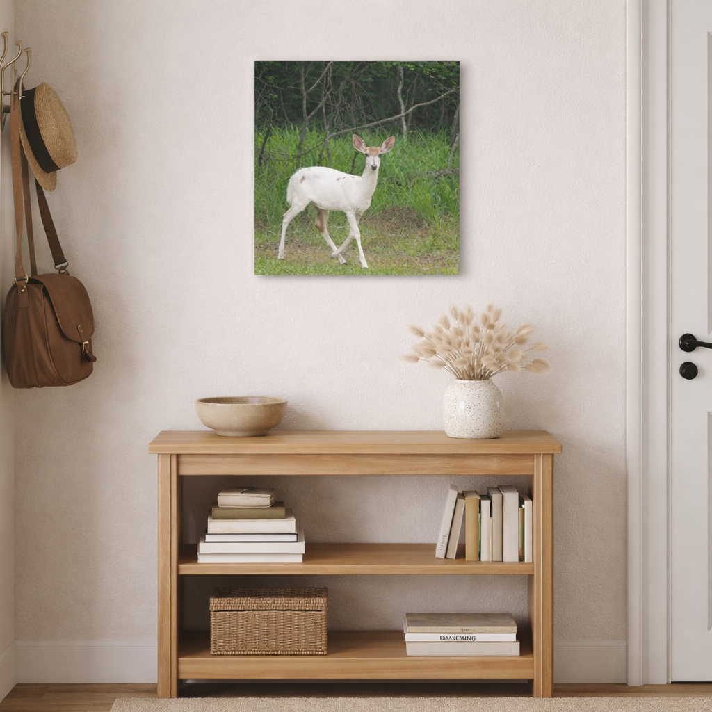Rare Piebald White Deer -- Canvas Print – Nature-Inspired Wall Art