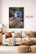 Cascading Waterfall - Lush Greenery & Rocky Creek - Canvas Print