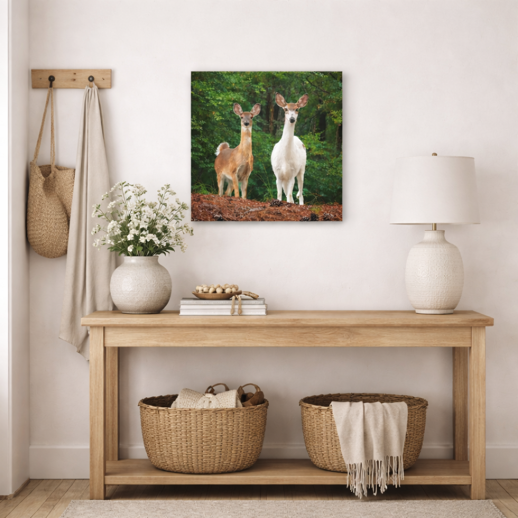 Wildlife Art - Piebald Deer Duo in a Georgia State Park - Digital Canvas Print