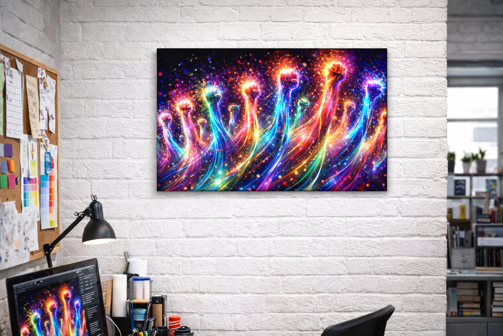 Digital Canvas Print - Rising in Light - Electric Abstract Artwork