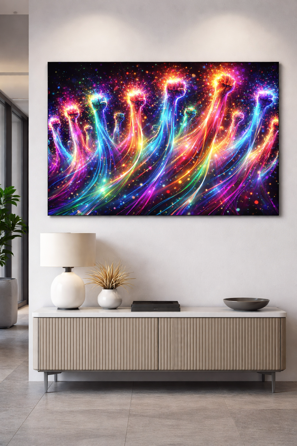 Digital Canvas Print - Rising in Light - Electric Abstract Artwork